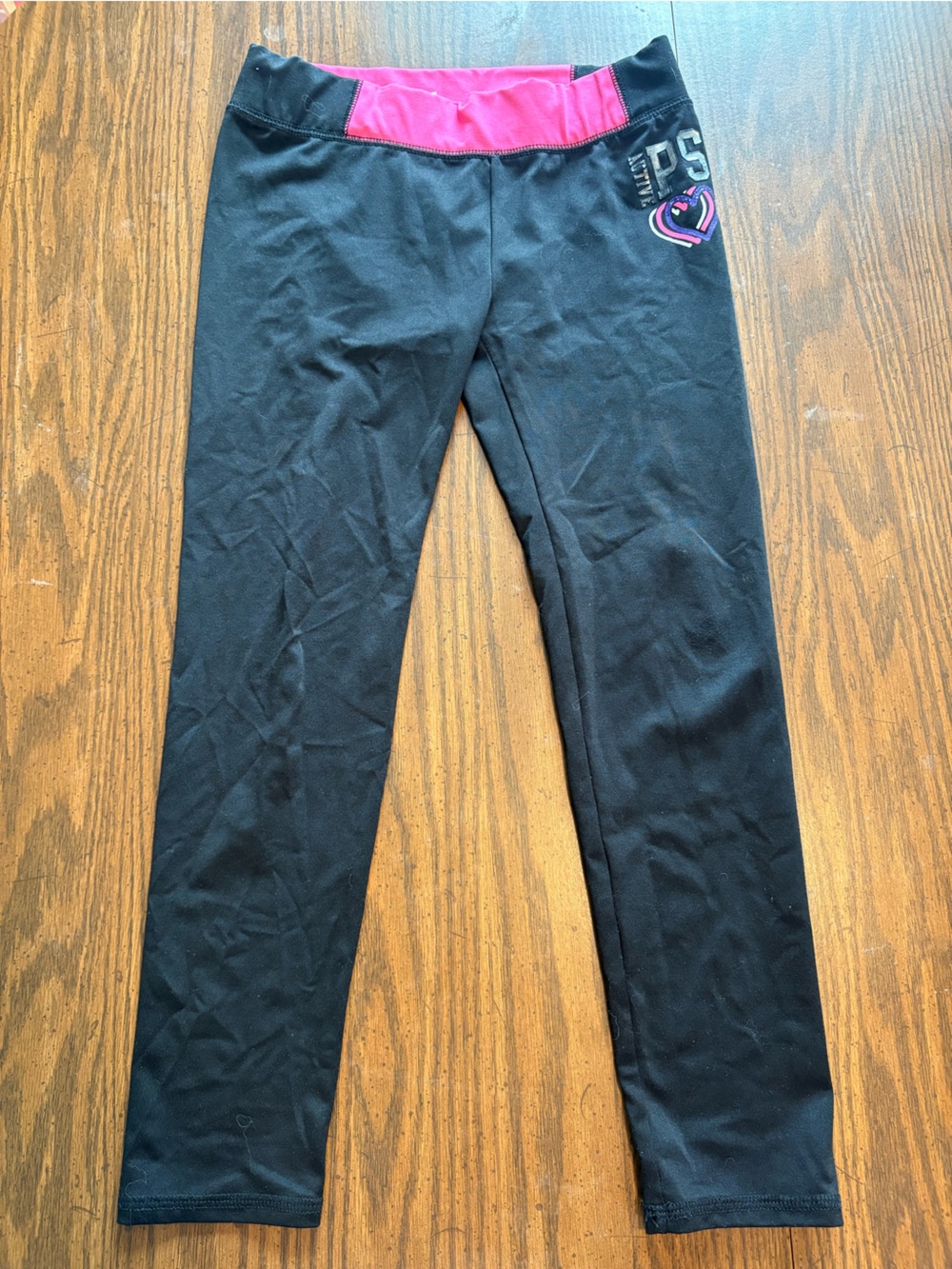 Aeropostale Black Leggings with Pink Interior Waistband